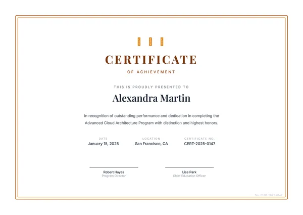 Certificate PDF template preview