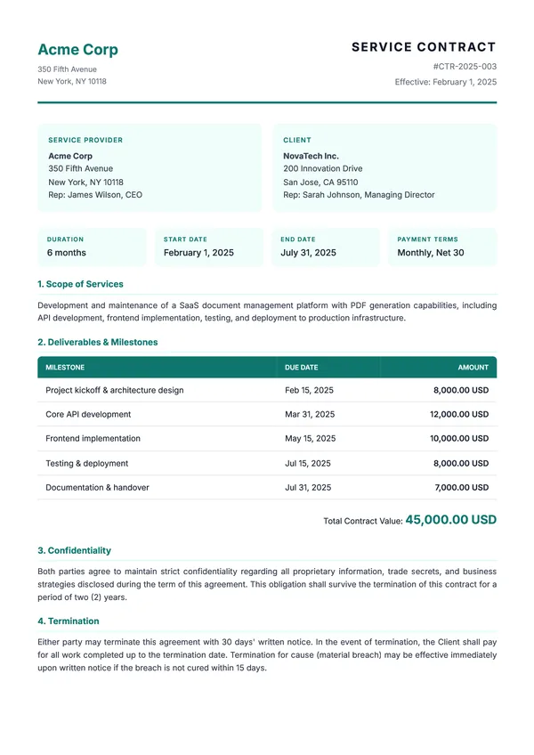 Service Contract