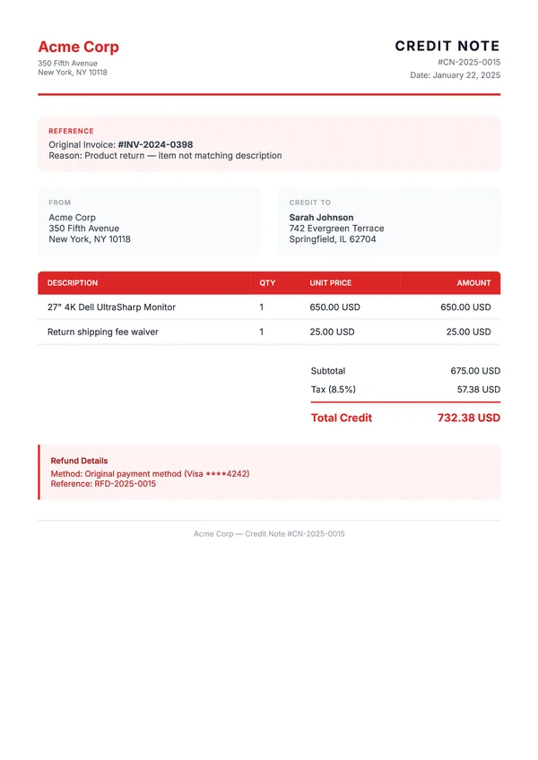 Credit Note