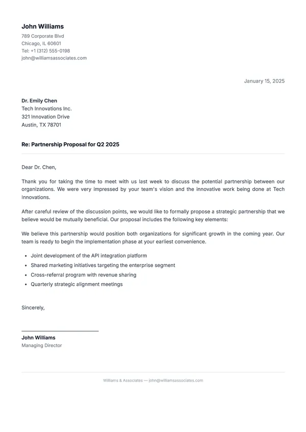 Letter PDF template preview