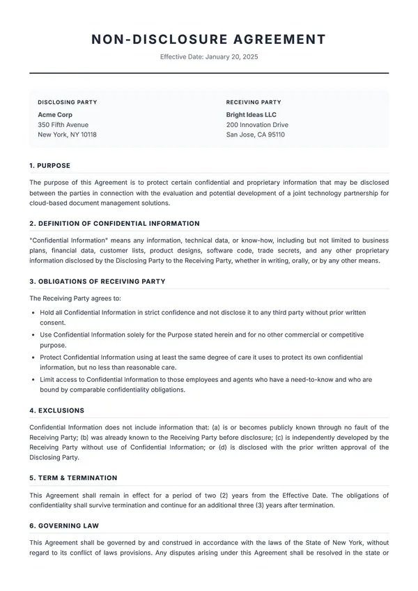 Non-Disclosure Agreement
