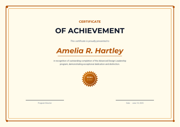 Certificate PDF template preview